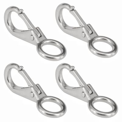 Stainless Steel 316 Spring Snap Hook  Fixed Eye Clip for Boat, Flag Pole, Keychain, Car Keys | Rustproof Snap Shackle with High-Strength Locking Mechanism | Quality Snap Clip Leash Hook