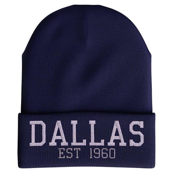 Printbox Originals Dallas Football 1960 Beanie Hat, Dallas Hat for Men & Women, Embroidered Dallas Gifts Navy Blue