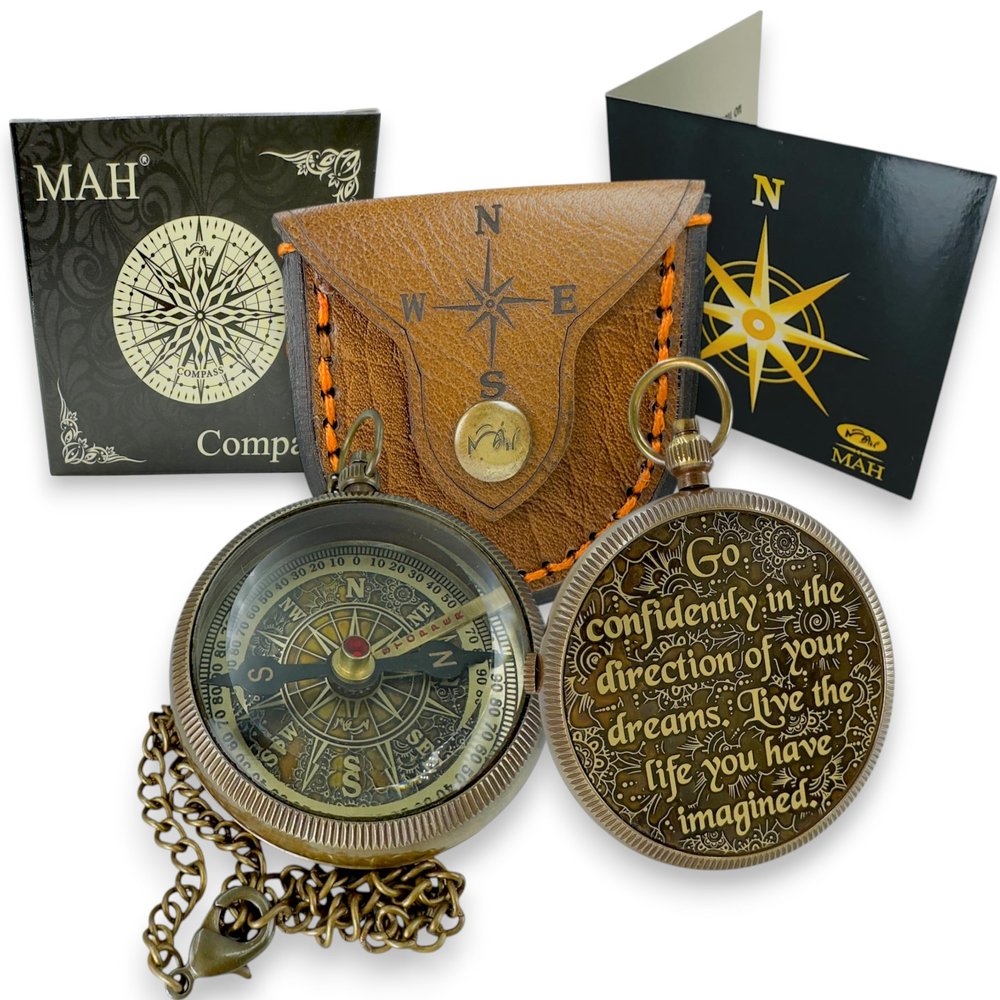 True North Compass  Go Confidently in The Direction of Your Dreams  Embossed Brass Compass  Graduation, Confirmation, Birthday, Motivational Gift for Him, Her, Students, Boys, Girls, High School