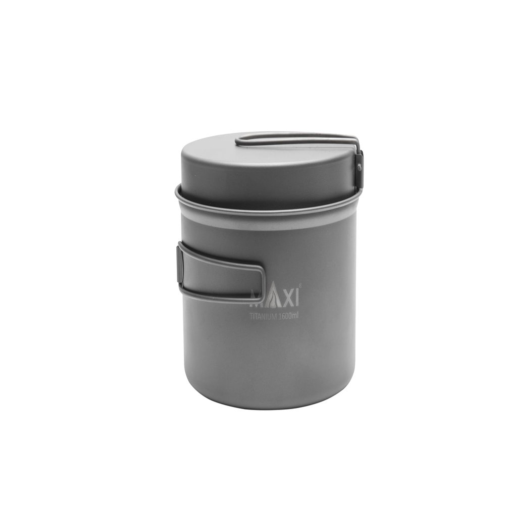 Titanium 1600ml Pot with Frying Pan Lid - Ultralight, Durable Cooking Combo for Outdoor Adventures!