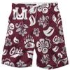 Wes and Willy NCAA Mens Floral Swim Trunks, Montana Grizzlies, TAM Maroon, M view 1