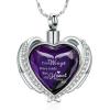 HYUNJIN Cremation Jewelry Angel Wing Heart Urn Pendant Necklaces for Women Crystals Birthstone Human Ashes Memorial Locket Keepsake-Blue 1-only pendant view 3