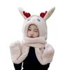 CHRISK Children's plush hat scarf and gloves all in one winter ear moving Christmas elk all in one warm scarf (Color : Light coffee, Size : One size) view 1