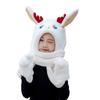 CHRISK Children's plush hat scarf and gloves all in one winter ear moving Christmas elk all in one warm scarf (Color : Light coffee, Size : One size) view 2