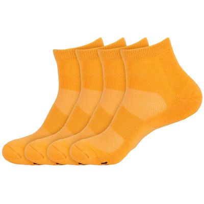BambooMN Unisex Quarter Socks Made of Rayon from Bamboo - Orange Golden Creamsicle - 4 Pairs - Medium
