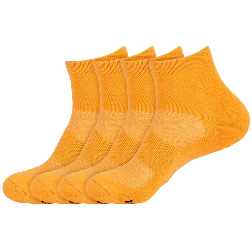 BambooMN Unisex Quarter Socks Made of Rayon from Bamboo - Orange Golden Creamsicle - 4 Pairs - Medium
