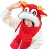 CHRISK National Fashion Lion Dragon Scarf and hat Three-piece Set Winter Warm Plush hat, Scarf and Gloves in one (Color : B-Yellow) view 4