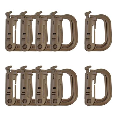 10 Pcs Multipurpose D-Ring Grimlock Locking Hanging Hook Tactical Link Snap Keychain for Molle Webbing