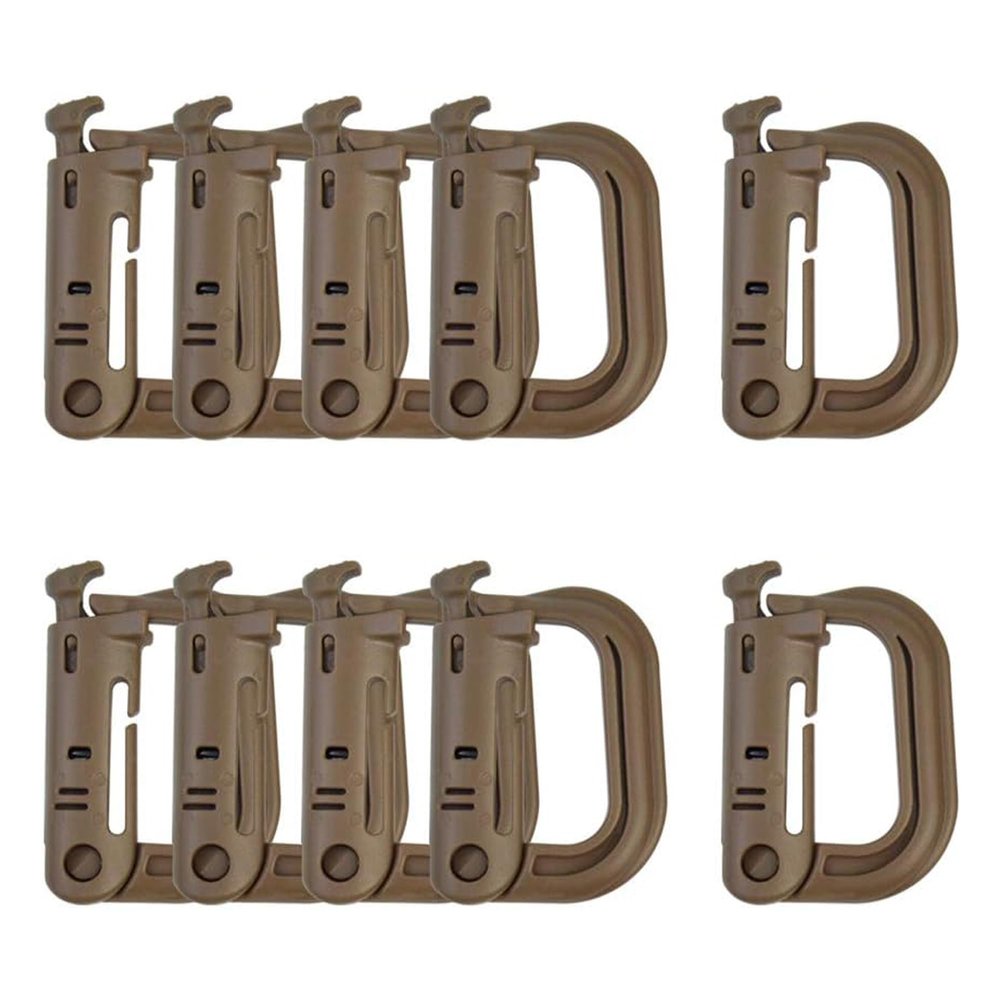 10 Pcs Multipurpose D-Ring Grimlock Locking Hanging Hook Tactical Link Snap Keychain for Molle Webbing