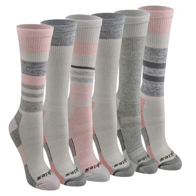 Dickies Women's Dri-Tech Fashion Moisture Control Crew Socks, Available in S-XL (5, 6, 12 Pairs), Grey Mountain (6 Pairs), Medium