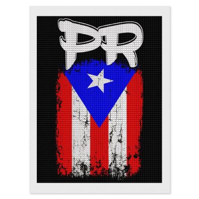 Puerto Rico PR Flag Diamond Art Painting Kits Full Square Drill DIY Picture Art Crafts for Home Wall Decor 12"x16"