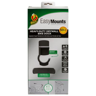 Duck EasyMounts Bike Hanger - Heavy Duty Wall Mount Bicycle Rack for Garage Organization & Storage - No Tool Install - Up to 50 Lbs - Black, Pack of 1 Tire Hook, Wheel Dock & All Hanging Hardware