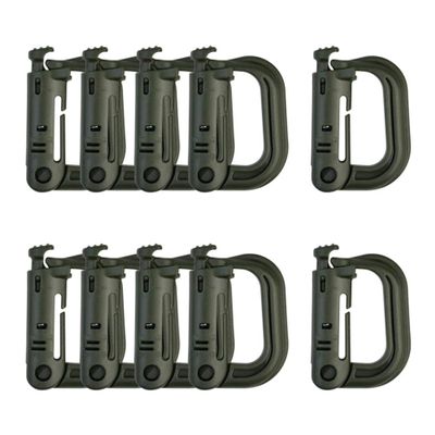 10 Pcs Multipurpose D-Ring Grimlock Locking Hanging Hook Tactical Link Snap Keychain for Molle Webbing