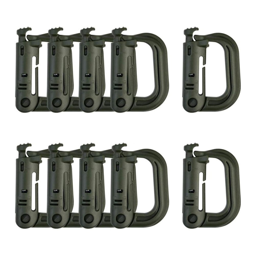 10 Pcs Multipurpose D-Ring Grimlock Locking Hanging Hook Tactical Link Snap Keychain for Molle Webbing