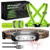 Reflective Vest with LED Headlamp,6 Pack Light Up Reflective Running Gear with Motion Sensor Rechargeable Headlamp ,High Visibility Reflector Armbands for Running,Hiking,Walking,Cycling, Repairing view 1