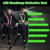 Reflective Vest with LED Headlamp,6 Pack Light Up Reflective Running Gear with Motion Sensor Rechargeable Headlamp ,High Visibility Reflector Armbands for Running,Hiking,Walking,Cycling, Repairing view 2