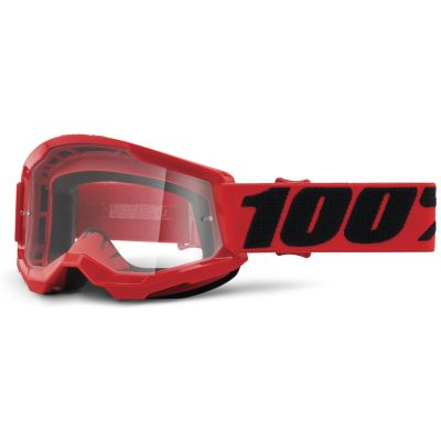 100% Strata 2 Junior Goggles OSFM Red/Clear Lens