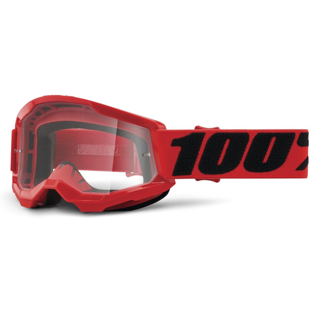 100% Strata 2 Junior Goggles OSFM Red/Clear Lens