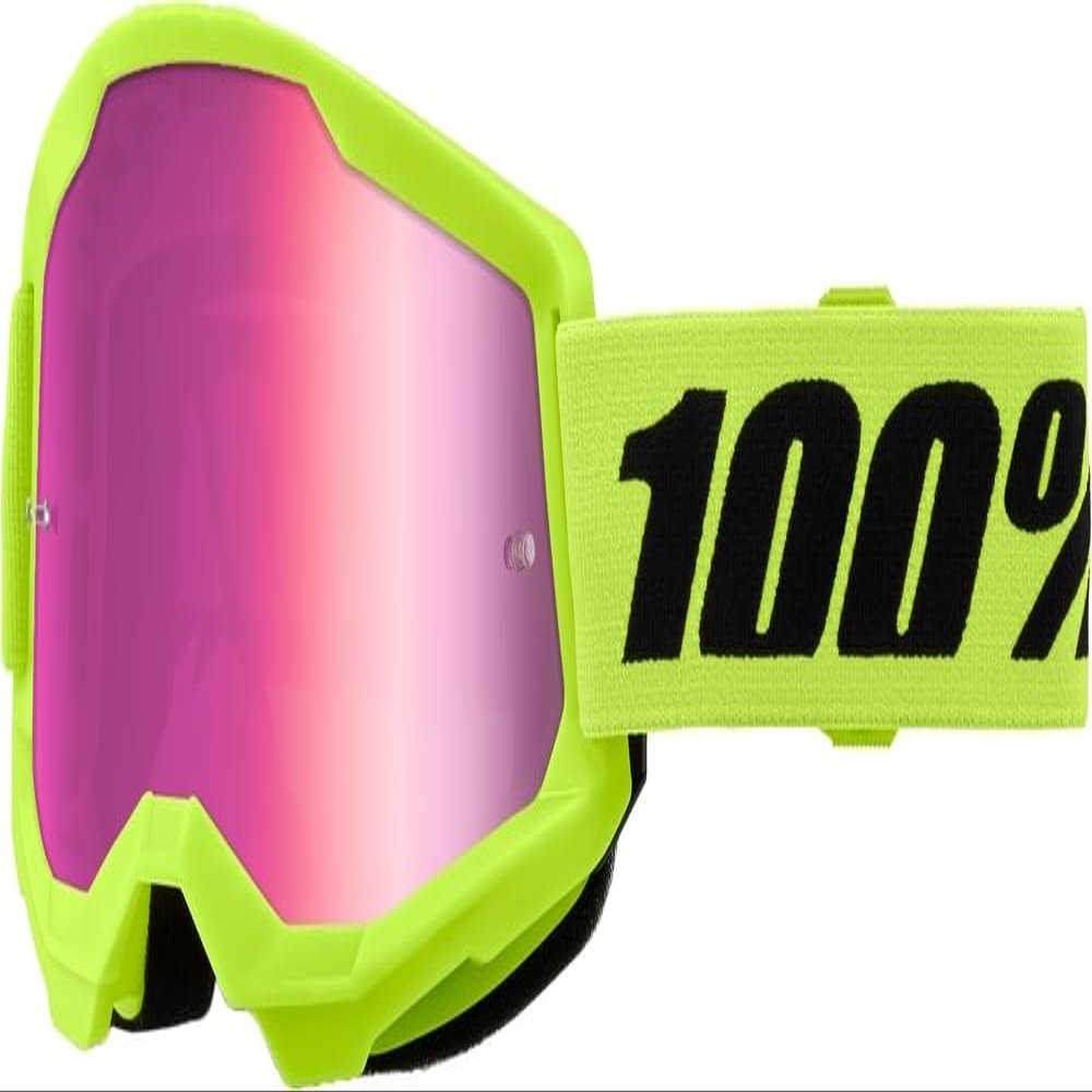 100-Percent Strata 2 Junior Goggles OSFM Neon Yellow/Mirror Pink Lens
