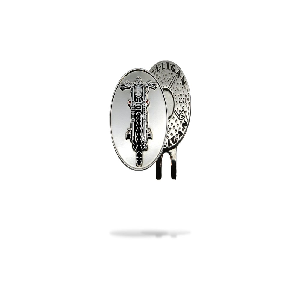 MULLIGAN HOOLIGAN Golf Ball Marker + Magnetic Hat Clip, Funny and Unique Golf Gift, Premium Quality, The Perfect for Your Favorite Golfer, Golf Accessories for Any Occasions (Motorcycle)