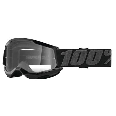 100% Junior Strata 2 Moto/MTB Goggle - Black; Clear