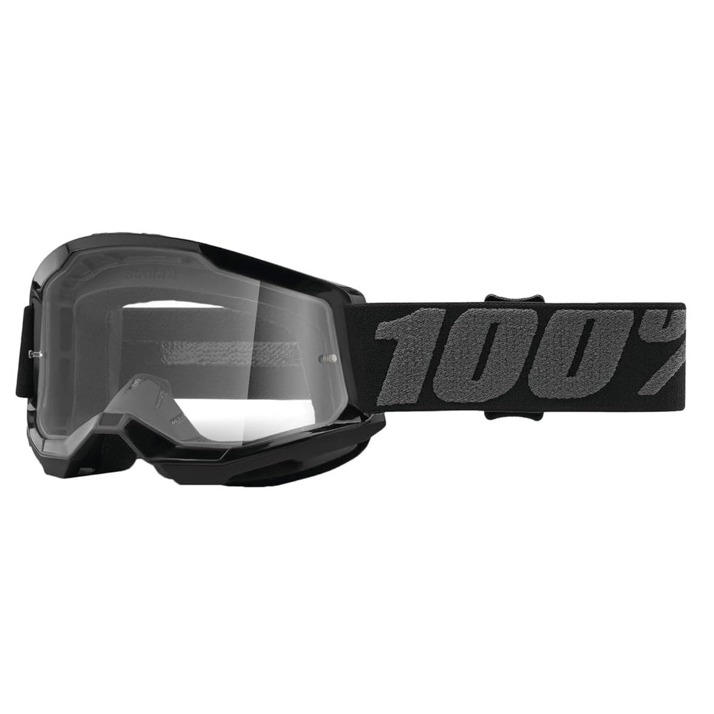 100% Junior Strata 2 Moto/MTB Goggle - Black; Clear