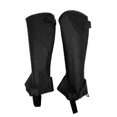 TerkCo Half Chaps Equestrian Women,Soft Leather Unisex Adult Black Pair,Zipper Up English Riding Half Chaps (XL)