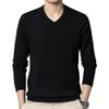 SWJGLITTR Men's Dress V Neck Sweater Long Sleeve Casual Slim Fit Knitted Pullover Men Soft Wool Solid Plain Sweaters Top (Medium,Black) view 1