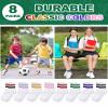 Halfchet 8 Pairs Kids Stripe Socks Cotton Crew Socks Colorful Retro Stripe Athletic Hosiery for School Kids (Neutral Colors,Medium) view 3