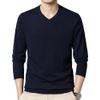 Men's Dress V Neck Sweater Long Sleeve Casual Slim Fit Knitted Pullover Men Soft Wool Solid Plain Sweaters Top (X-Large,Dark Blue) view 1