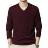SWJGLITTR Men's Dress V Neck Sweater Long Sleeve Casual Slim Fit Knitted Pullover Men Soft Wool Solid Plain Sweaters Top (Medium,Wine Red) view 1
