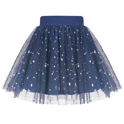 Girls Skirt Navy Blue Moon Star High Waist Sparkling Tutu Dance Tulle Size 6