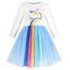 Girls Dress Blue Rainbow Butterfly Pleated Tulle Casual Long Sleeve Size 4 view 1