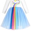Girls Dress Blue Rainbow Butterfly Pleated Tulle Casual Long Sleeve Size 4 view 4