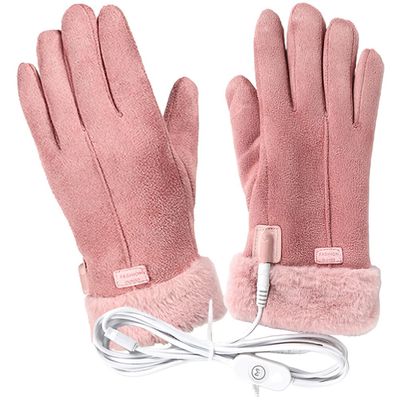 1 Set USB Heated Gloves Electric Thermal Mitts Heating Mitts Outdoor Thermal s Hand Warmer Gloves Winter Leather Leather Warm Skiing s
