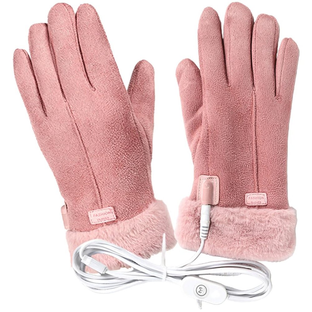 1 Set USB Heated Gloves Electric Thermal Mitts Heating Mitts Outdoor Thermal s Hand Warmer Gloves Winter Leather Leather Warm Skiing s