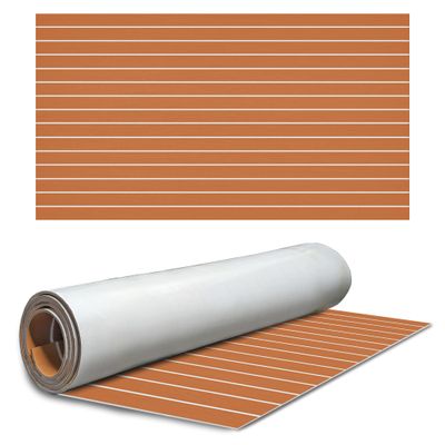 THE LOFT 7 DESIGN Teak EVA Foam Decking Sheet Rolls (Light Brown/White, 94.5 in. x 47 in.)