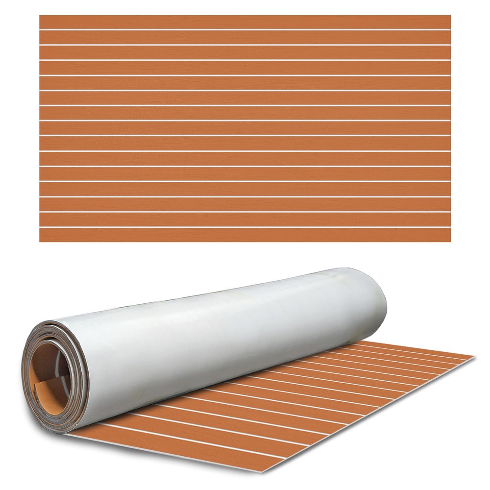 THE LOFT 7 DESIGN Teak EVA Foam Decking Sheet Rolls (Light Brown/White, 94.5 in. x 47 in.)
