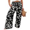 Angerella Floral Black Pants for Women Summer High Waisted Palazzo Pants Wide Leg Long Lounge Pant Trousers,L view 1