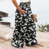 Angerella Floral Black Pants for Women Summer High Waisted Palazzo Pants Wide Leg Long Lounge Pant Trousers,L view 4