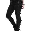 Womens Plus Size Gothic Pants Criss Cross Lace Up Buckle Strap Skinny Leggings Juniors Ladies Steampunk Trouser Black view 2