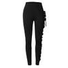 Womens Plus Size Gothic Pants Criss Cross Lace Up Buckle Strap Skinny Leggings Juniors Ladies Steampunk Trouser Black view 3