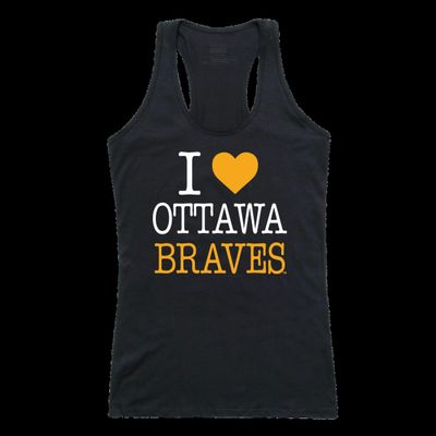 I Love Ottawa University Braves Womens Tank Top Tee T-Shirt - Black, Large