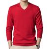 Men's Dress V Neck Sweater Long Sleeve Casual Slim Fit Knitted Pullover Men Soft Wool Solid Plain Sweaters Top (XX-Large,Red) view 1