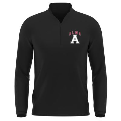 Campus Lab Alma College Adult Men's Active Sport 1/4 Zip Pullover Left Chest Logo, Black, X-Large