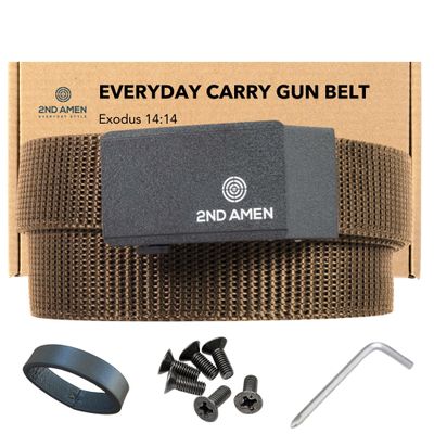 2ND AMEN Brown Tactical Belt for Men - Military Hiking Nylon Gun Belt, Perfect Battle Belt for Men, 1.5" EDC Belt for Everyday Use, Ultimate 620D Cut to Size Gun Belts for Men
