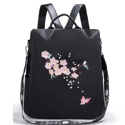 go-done Small Nylon Women Embroidery Backpack Purse Anti-theft Fashion Travel Shoulder Bag,Ladies Single Shoulder Bag,Mini Backpack