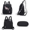 go-done Small Nylon Women Embroidery Backpack Purse Anti-theft Fashion Travel Shoulder Bag,Ladies Single Shoulder Bag,Mini Backpack view 4
