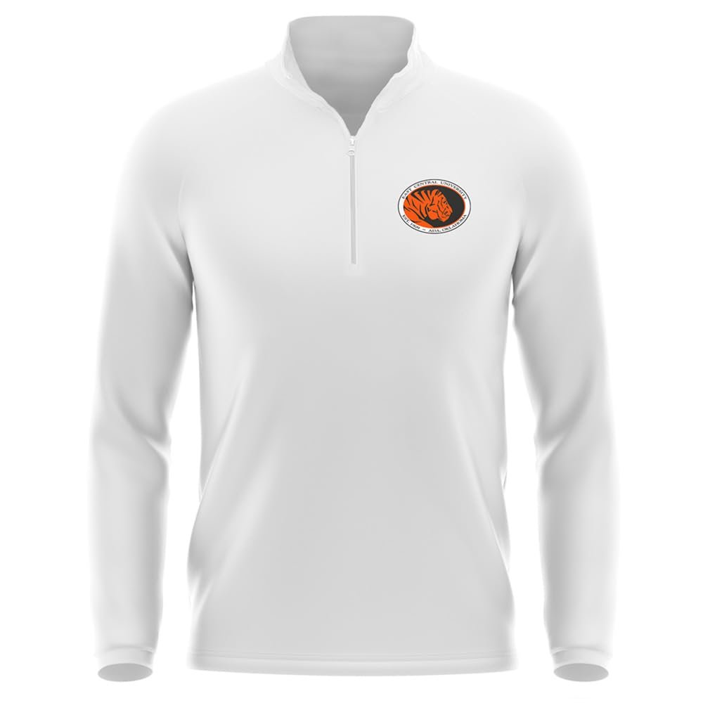 Campus Lab East Central University Adult Men's Active Sport 1/4 Zip Pullover Left Chest Logo, White, XX-Large