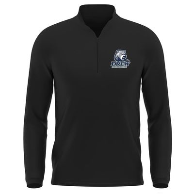 Campus Lab Drew University Adult Men's Active Sport 1/4 Zip Pullover Left Chest Logo, Black, Large